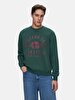 With Print Crew Neck Long Sleeve Relaxed Fit Green Sweatshirt