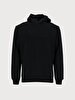Print With Hood Without Zipper Regular Fit Black Sweatshirt
