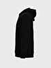 Print With Hood Without Zipper Regular Fit Black Sweatshirt
