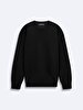 Surface Print With Print Crew Neck Long Sleeve Relaxed Fi̇t Dark Grey Sweatshirt