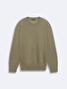 Surface Print With Print Crew Neck Long Sleeve Relaxed Fi̇t Green Sweatshirt