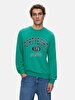 New York With Print Crew Neck Long Sleeve Green Sweatshirt