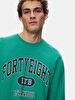 New York With Print Crew Neck Long Sleeve Green Sweatshirt