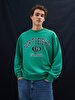 New York With Print Crew Neck Long Sleeve Green Sweatshirt