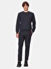 Straight Crew Neck Long Sleeve Navy Sweatshirt