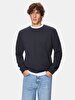 Straight Crew Neck Long Sleeve Navy Sweatshirt