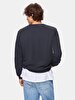 Straight Crew Neck Long Sleeve Navy Sweatshirt