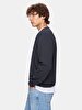 Straight Crew Neck Long Sleeve Navy Sweatshirt