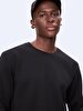 Straight Crew Neck Long Sleeve Black Sweatshirt