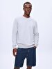 Straight Crew Neck Long Sleeve Grey Sweatshirt