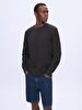 Straight Crew Neck Long Sleeve Anthracite Sweatshirt