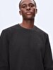 Straight Crew Neck Long Sleeve Anthracite Sweatshirt