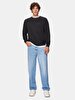 Sign With Print Crew Neck Long Sleeve Black Sweatshirt