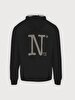 Surface With Print With Hood Black Sweatshirt