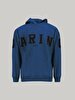 Print With Hood Dark Blue Sweatshirt