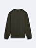 Si̇gned Crew Neck Long Sleeve Green Sweatshirt