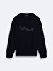 Si̇gned Crew Neck Long Sleeve Black Sweatshirt