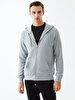 Straight With Hood Zipper Closing Grey Sweatshirt