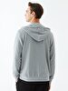 Straight With Hood Zipper Closing Grey Sweatshirt