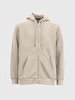 Straight With Hood Zipper Closing Beige Sweatshirt