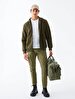 Straight With Hood Zipper Closing Green Sweatshirt