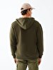 Straight With Hood Zipper Closing Green Sweatshirt