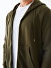 Straight With Hood Zipper Closing Green Sweatshirt