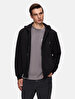 Straight With Hood Zipper Closing Black Sweatshirt