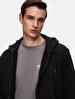 Straight With Hood Zipper Closing Black Sweatshirt