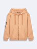 Handle With Print With Hood Zipper Closing Camel Sweatshirt
