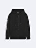 Handle With Print With Hood Zipper Closing Black Sweatshirt