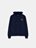 Back Print With Print With Hood Zipper Closing Navy Sweatshirt