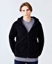 Straight With Hood Zipper Closing Black Sweatshirt