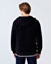 Straight With Hood Zipper Closing Black Sweatshirt