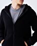 Straight With Hood Zipper Closing Black Sweatshirt