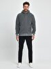 Straight With Hood Zipper Closing Grey Sweatshirt