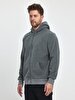Straight With Hood Zipper Closing Grey Sweatshirt