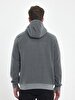 Straight With Hood Zipper Closing Grey Sweatshirt