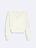 Long Sleeve V-neck Basic White Pullover