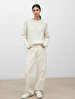 Long Sleeve Crew Neck Knitwear White Pullover