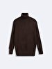 Long Sleeve Turtle Neck Knitwear Brown Pullover