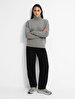 Long Sleeve Turtle Neck Knitwear Grey Pullover