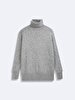 Long Sleeve Turtle Neck Knitwear Grey Pullover
