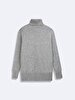 Long Sleeve Turtle Neck Knitwear Grey Pullover