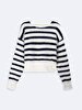 Crew Neck Striped Print Knitwear White Pullover