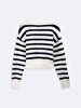 Crew Neck Striped Print Knitwear White Pullover