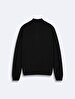 Turtle Neck Zipper Closing Basic Knitwear Navy Pullover