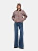 Long Sleeve Zipper Closing Collar Velvet Pink Jacket