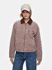Long Sleeve Zipper Closing Collar Velvet Pink Jacket