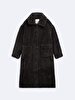 Oversized Front Buttoned Plush Antracite Coat
